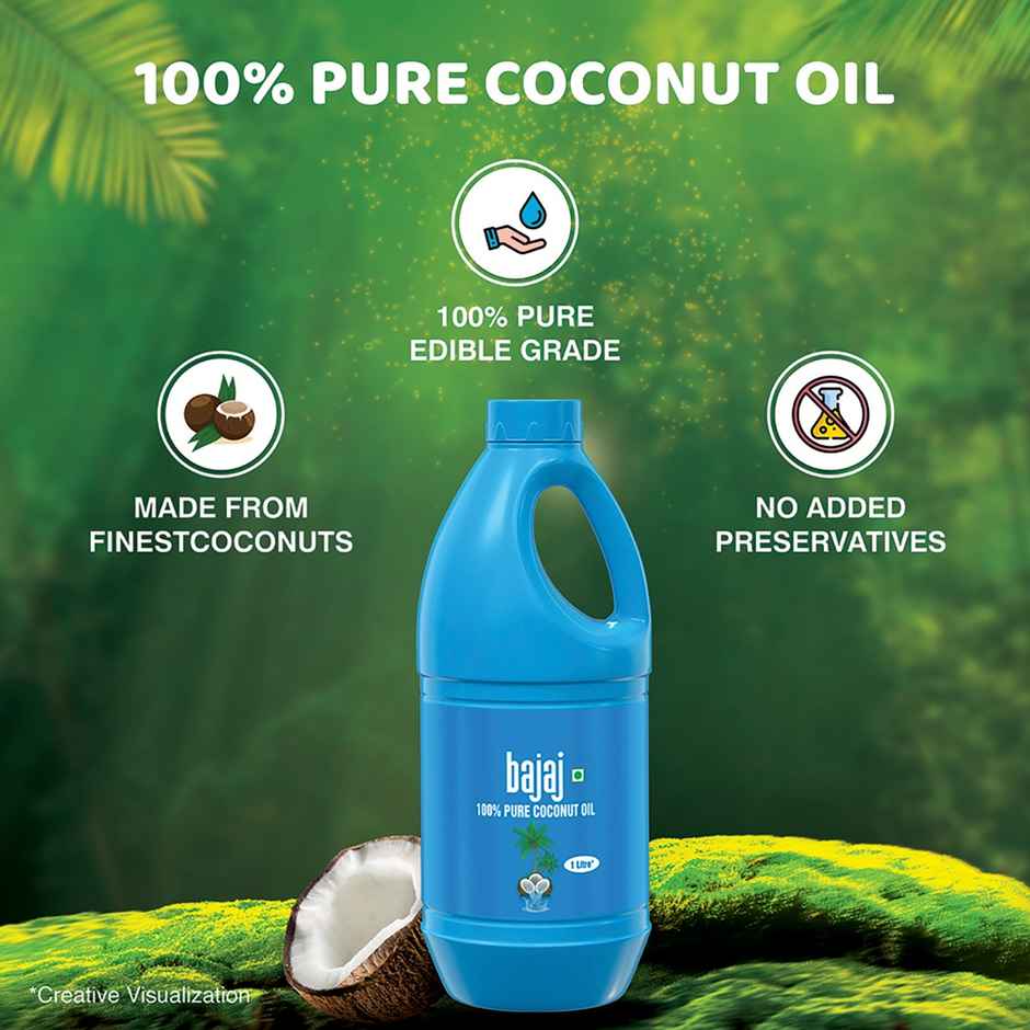 Bajaj 100% Pure Coconut Oil | Made with Premium Grade 1 Quality Coconuts