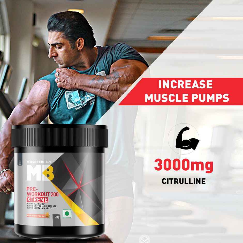 MuscleBlaze Pre Workout 200 Xtreme (Fruit Punch, 15 Servings)