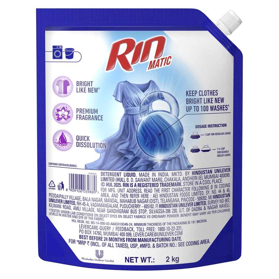 Rin Matic Front Load Detergent Liquid | Pouch