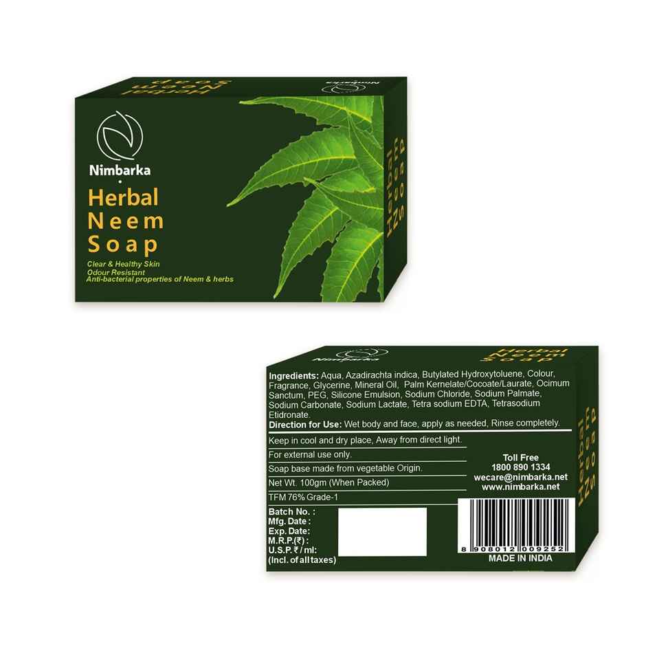 Nimbarka Herbal Neem Soap Natural Anti-Bacterial Moisturizing Acne Treatment