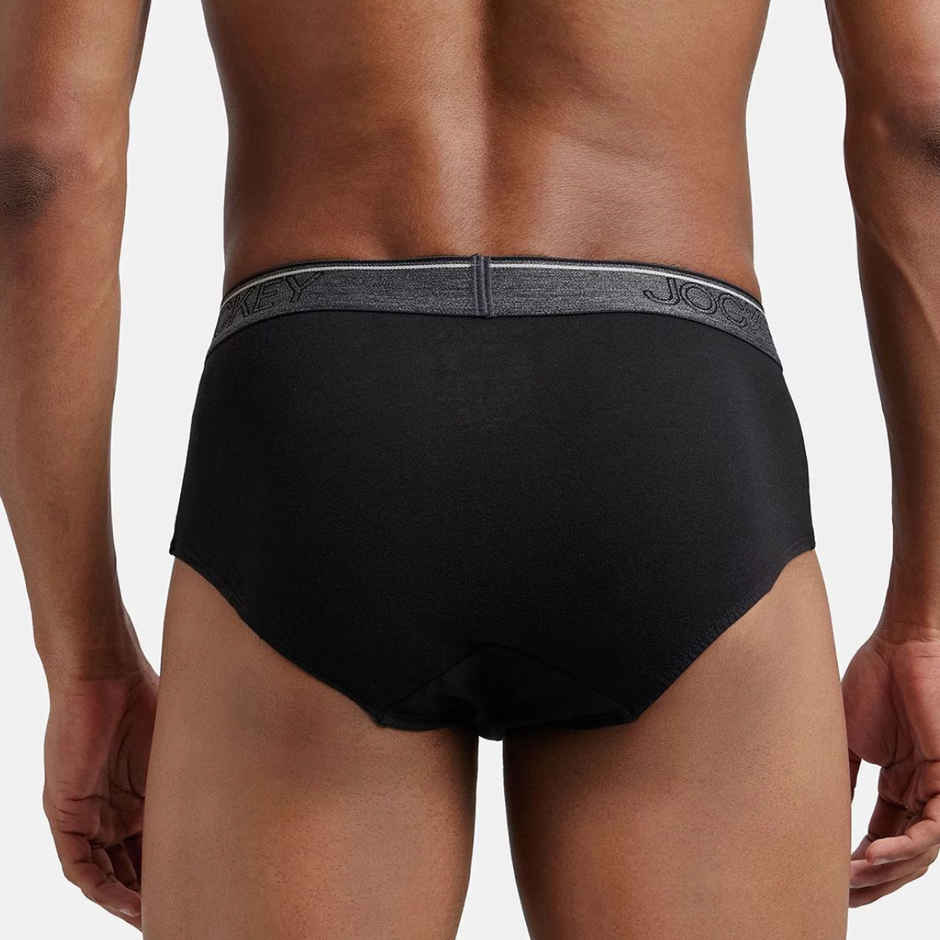 Jockey 8037 Men's Super Combed Cotton Underwear Solid Brief|Ultrasoft Waistband|PO2 | Black-L
