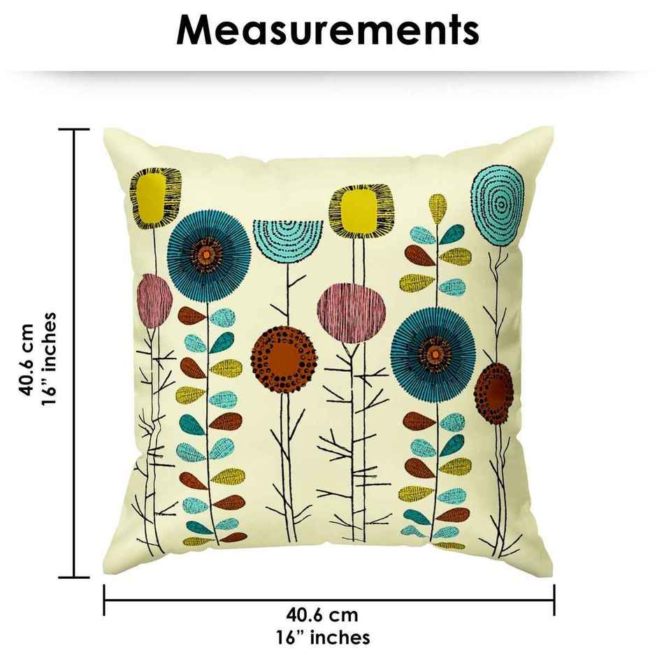Story@Home Mustard & Cream Floral Polyester 5 Units of Helio Cushion Covers