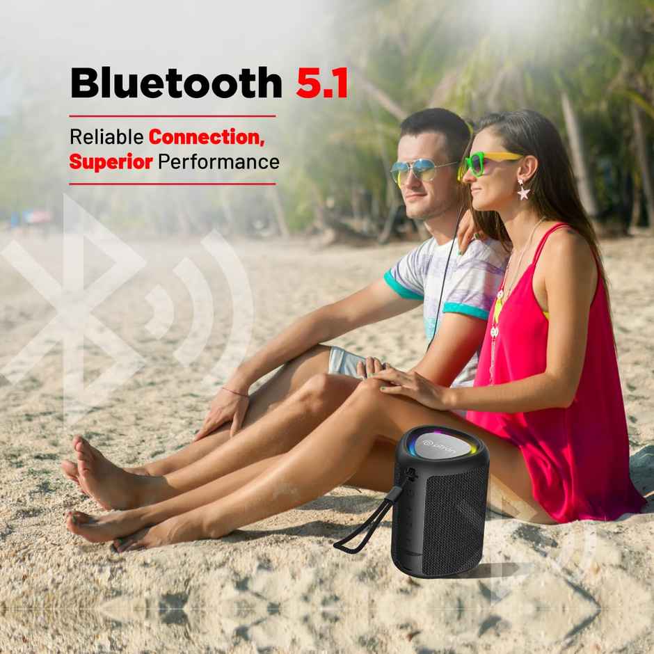 pTron Fusion Mount Mini Bluetooth Speaker with 12W Euphonic Sound | RGB Light | 10H Playtime - Black