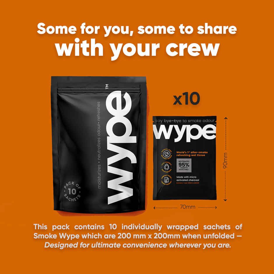 Wype - After - Smoke Odour Neutralizing and Refreshing Wet Tissue