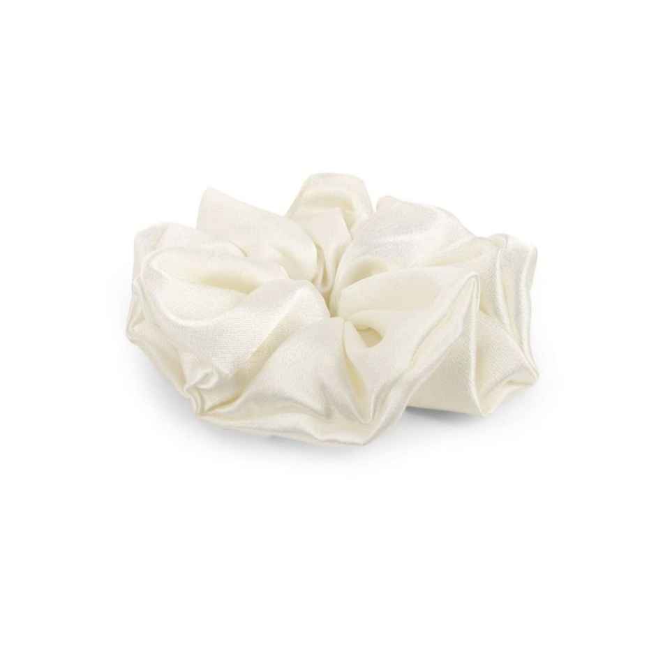 Mueras Silk Satin Hair Tie Scrunchie White
