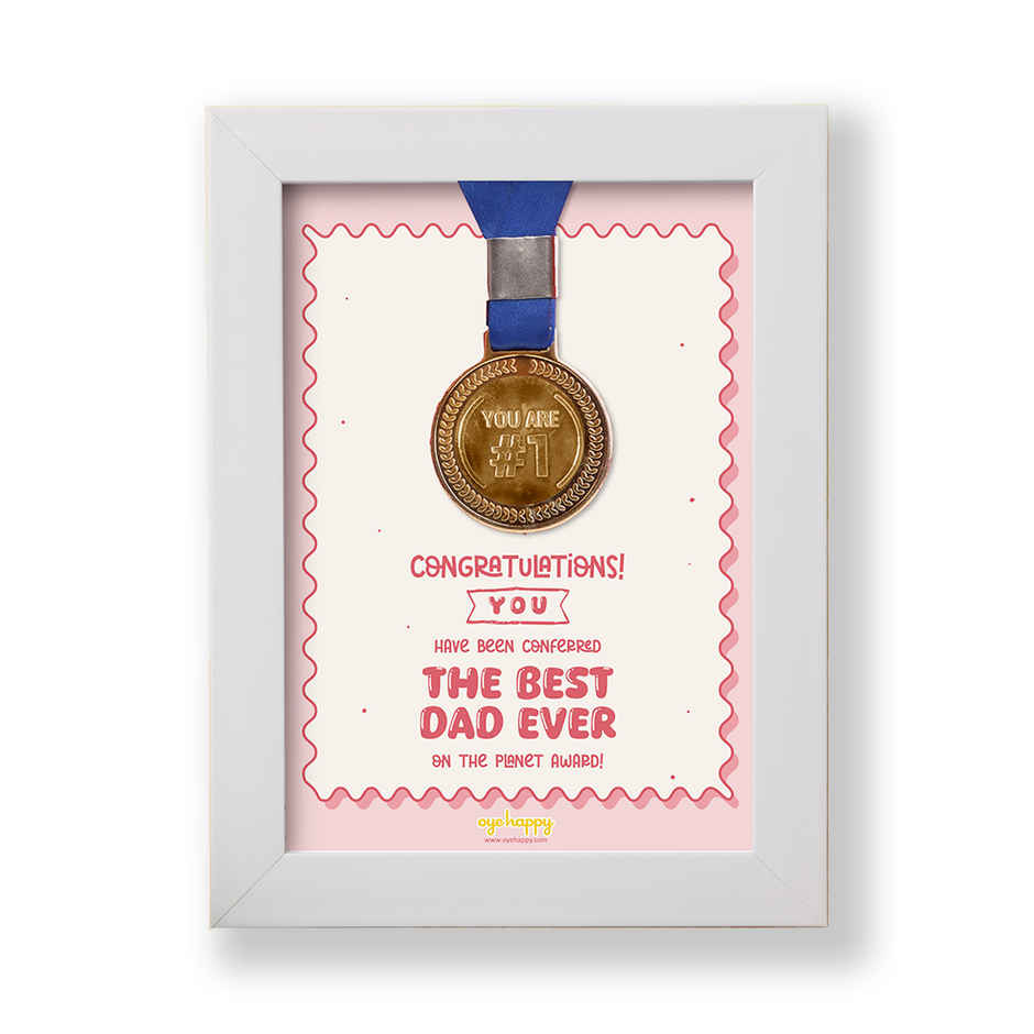 Oye happy Best Dad Frame with Real Medal