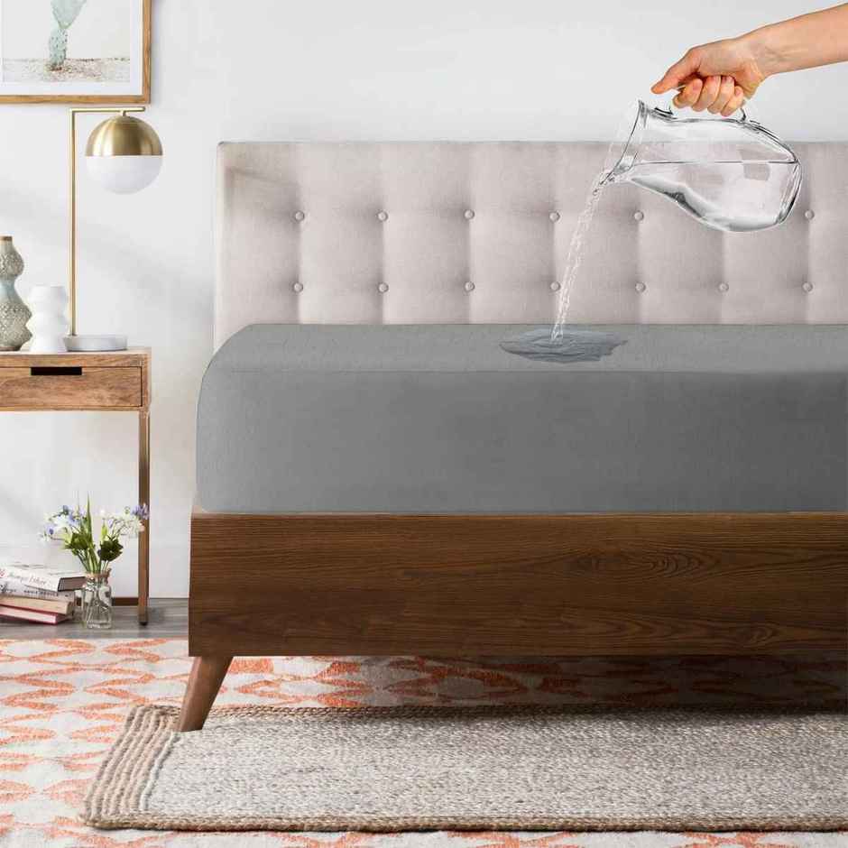 Story@Home Terry 100% Waterproof and Dustproof King Size Mattress Protector Gray | 78 x 72 Inch