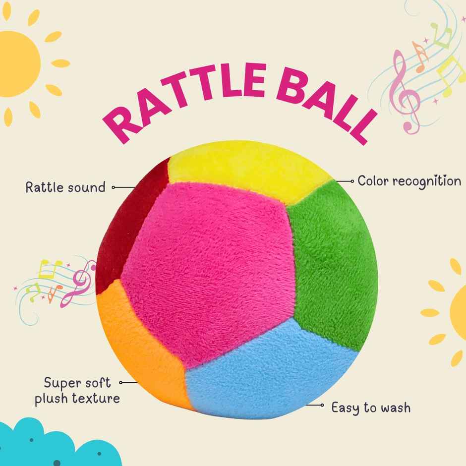 ToyTales S Rattle Ball Plush Toy | Stuffed Animal Soft Toy | Birthday Gift for Kids | Gift Baby | 14cm