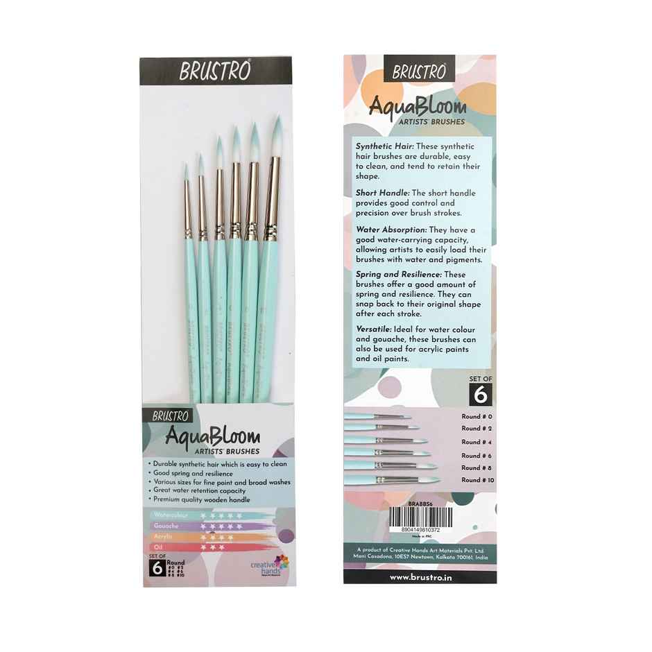 Brustro Artists Aquabloom Paint Brushes | Round | Set Of 6