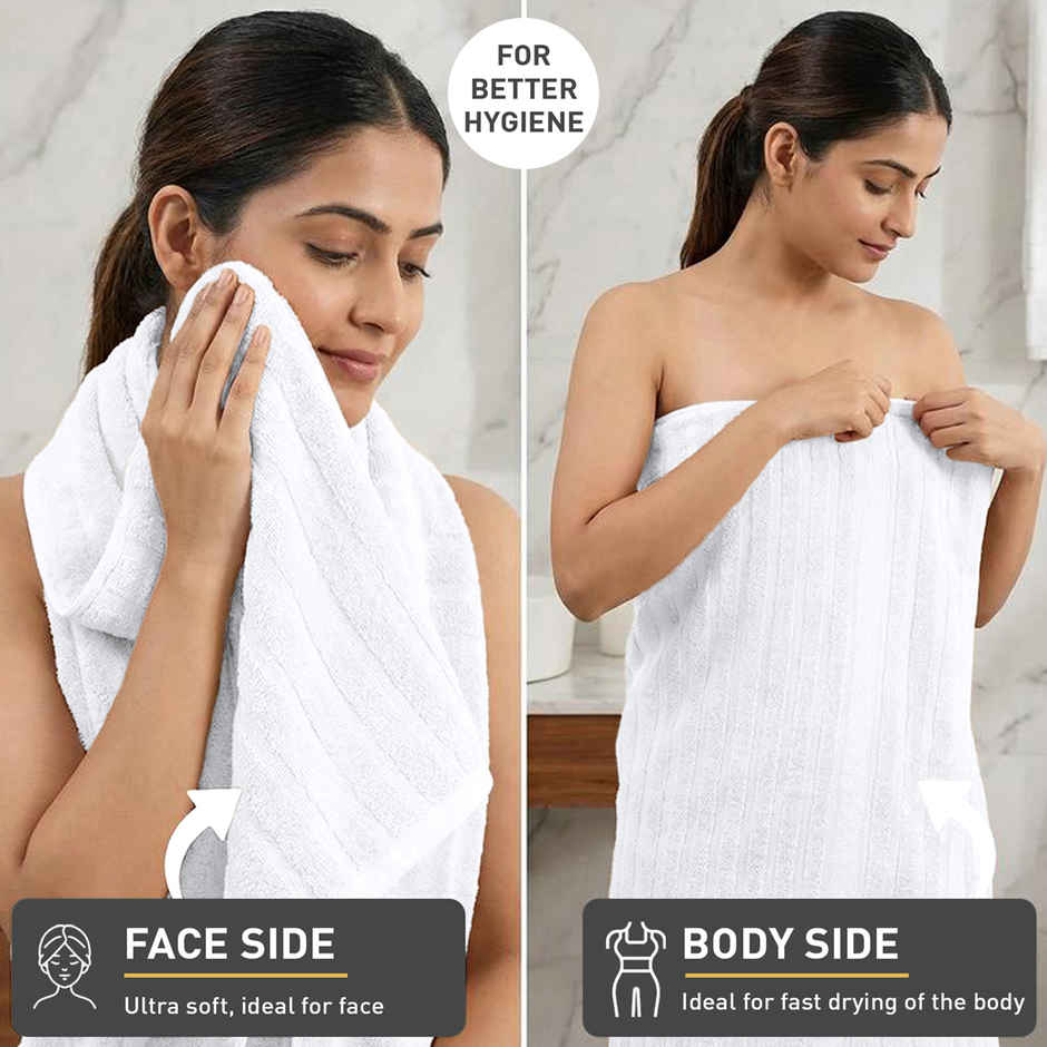Mytrident Quick Dry Cotton Bath Towel | 28 x 56 in | White
