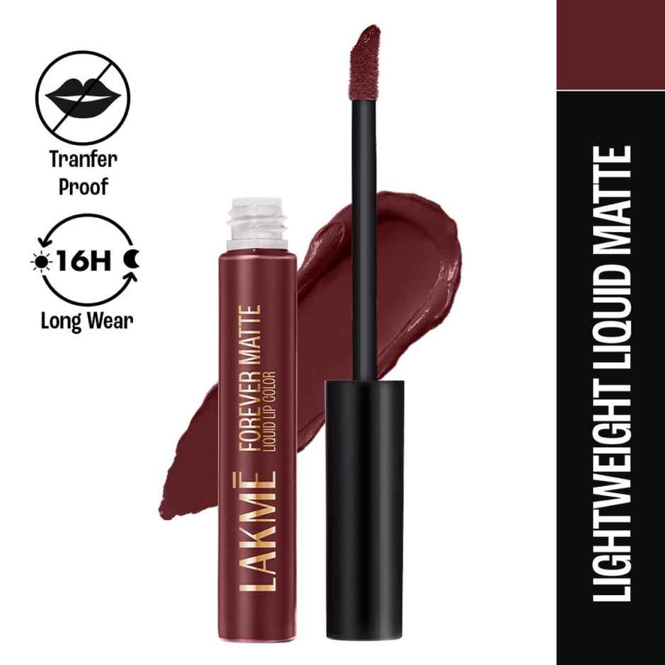 Lakme Forever Matte Liquid Lip, 16hr Lipstick, Lightweight & transferproof | Wine Touch