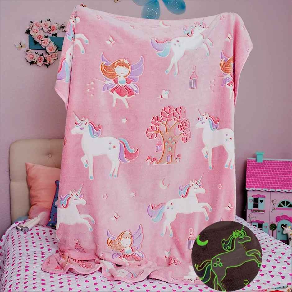 Famyo Glow Blanket, Pink Fairy Queen Size AC Blanket for Ages 3 & Up - 200 x 152 cm