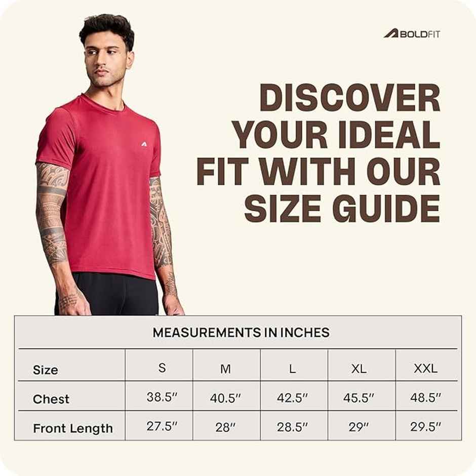 Boldfit Men's Gym T-shirt Round Neck Active Quick Dry Gym & Sports | Red - S