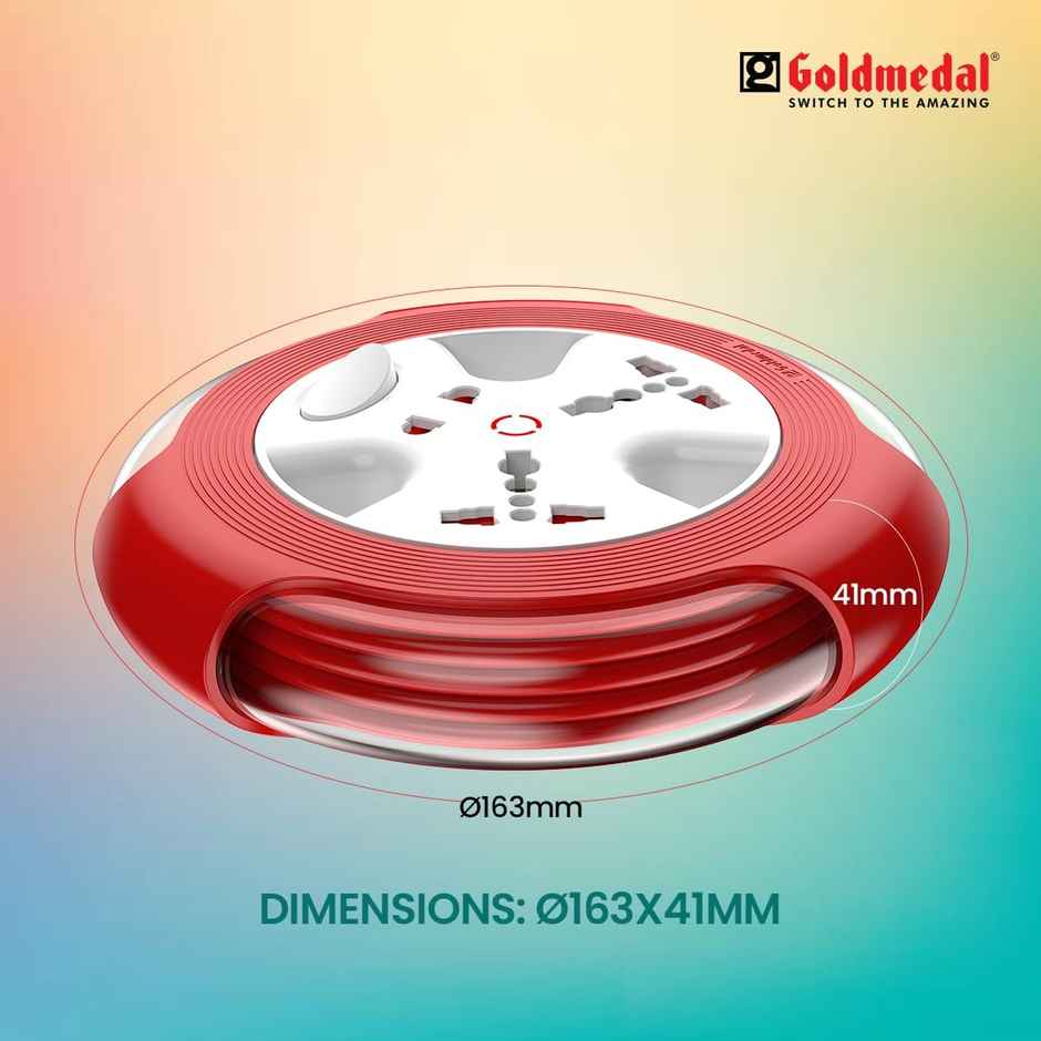 Gold Medal Krysta 2 Pin Heavy-Duty 5-Meter Cable Extension Cord|Master Switch with Indicator|Universal Sockets | Ultra-Smooth Rotation Extension Board for Home & Office