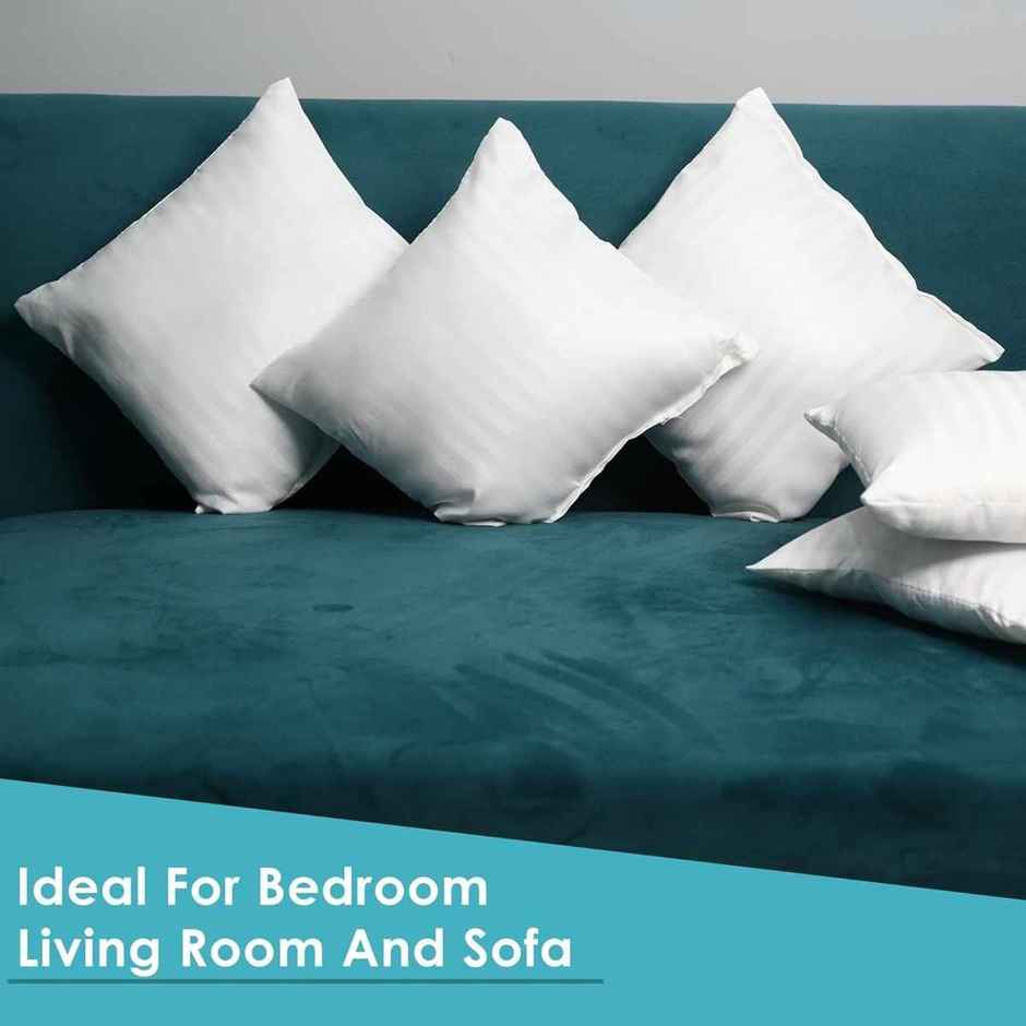 Kuber Industries Small Microfiber Cushion Pillow | 30 x 30 cm | White