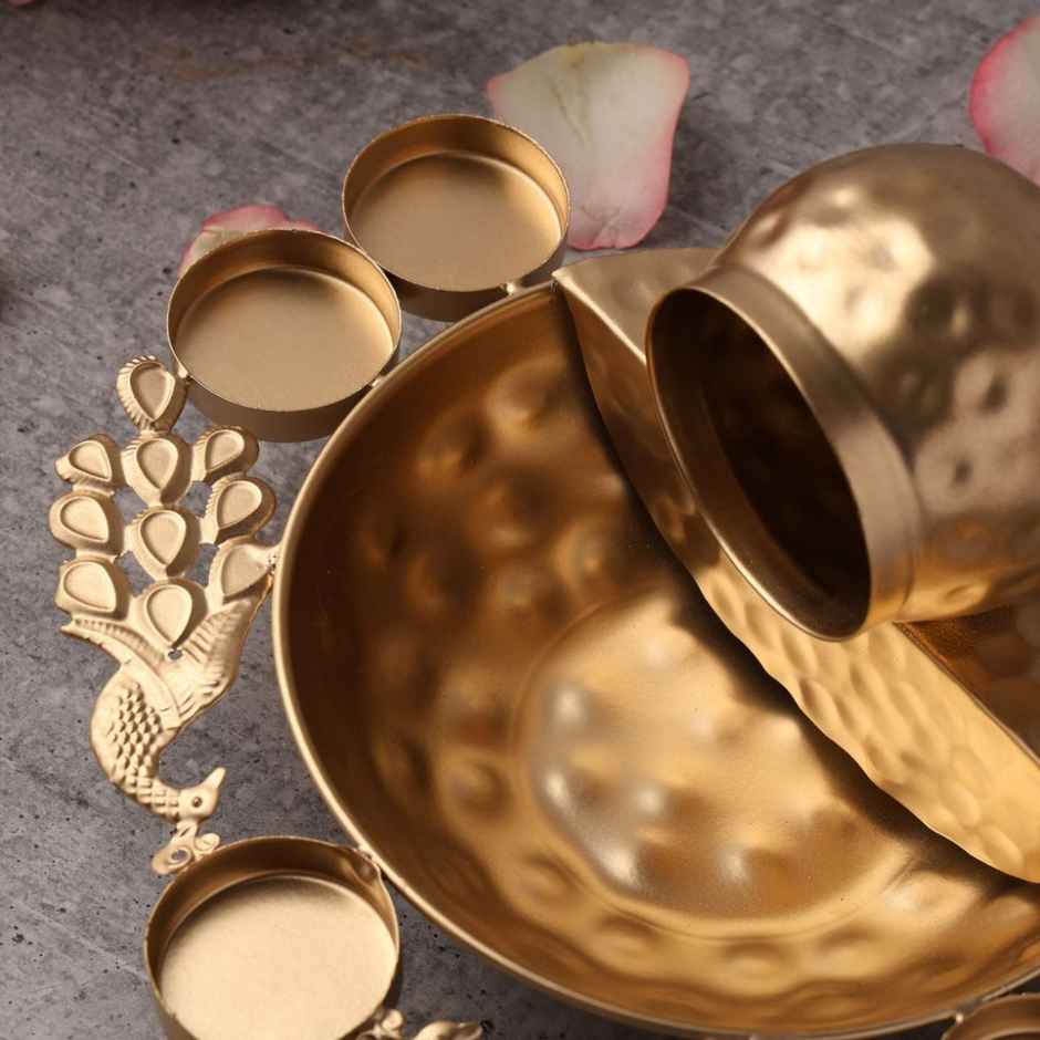 Urban Born Peacock Water Fountain Urli Bowl