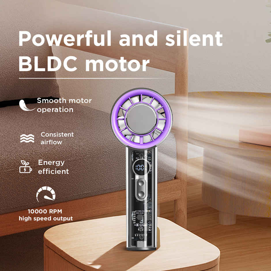 EcoLink Pocket Pal Handheld Fan (Grey Purple) | USB Rechargeable
