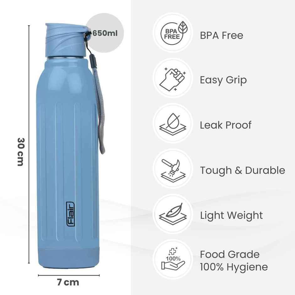 Flair Stainless Steel Arrow Inner Insulated Water Bottle | Blue | 900 ml