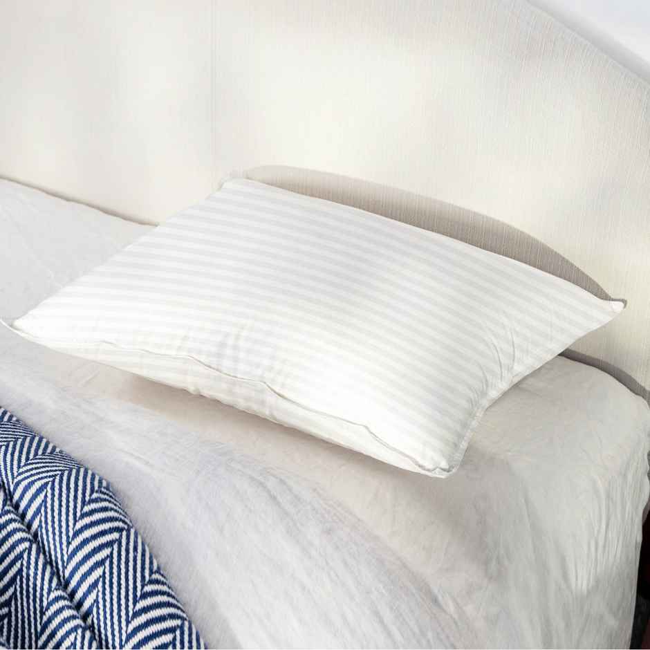 Story@Home White Satin Stripes Microfiber 1 Pillow