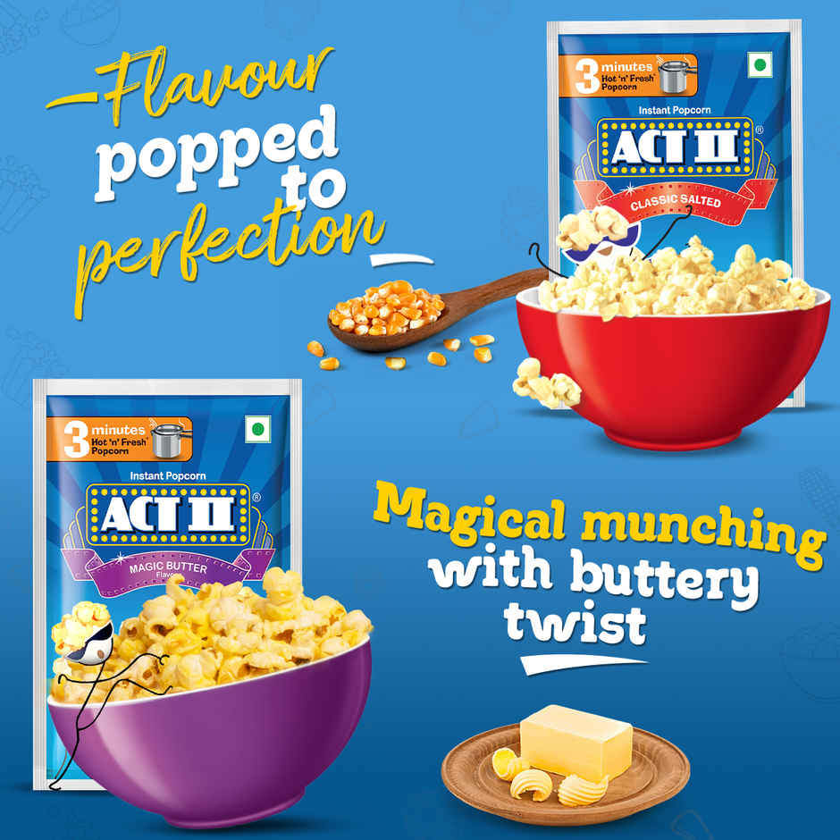 Act II Instant Popcorn | Golden sizzle, Hot & Fresh in 3 mins