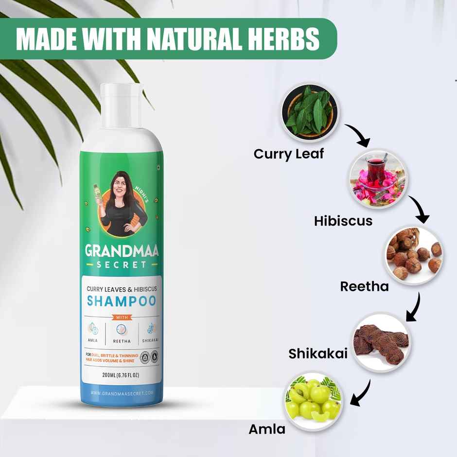 Nidhi'S Grandmaa Secret Curry Leaf And Hibiscus Shampoo For Hair Fall Control