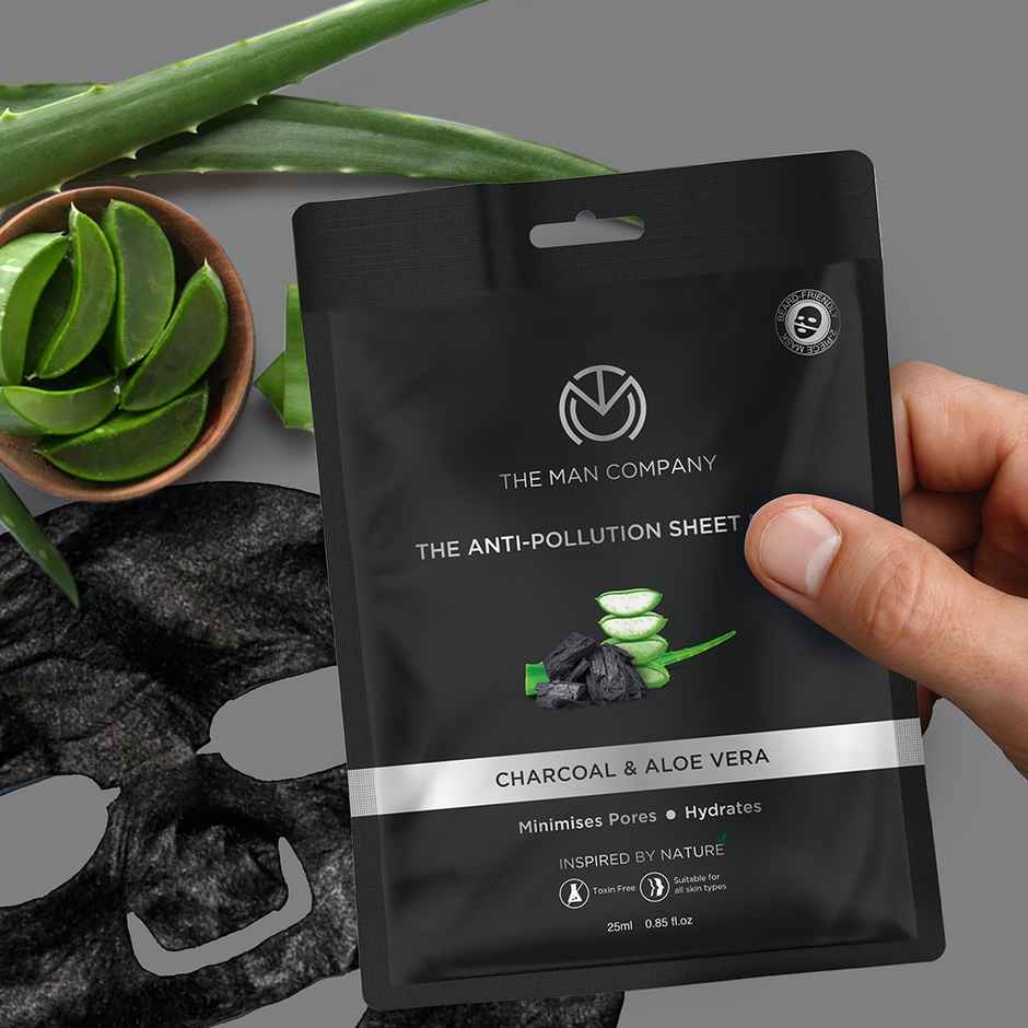 The Man Company Charcoal Face Sheet Mask - Removes Access Oil & Blackheads
