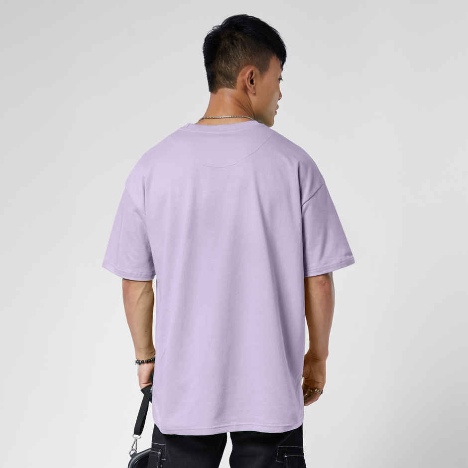 The Souled Store Men's Solids Oversized T-shirt | Lavender - M