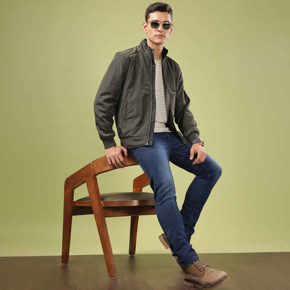 Dollar Jacket For Men - Casual Zipper Bomber For Winter | Mamwj 903 | Olive Green | XXL