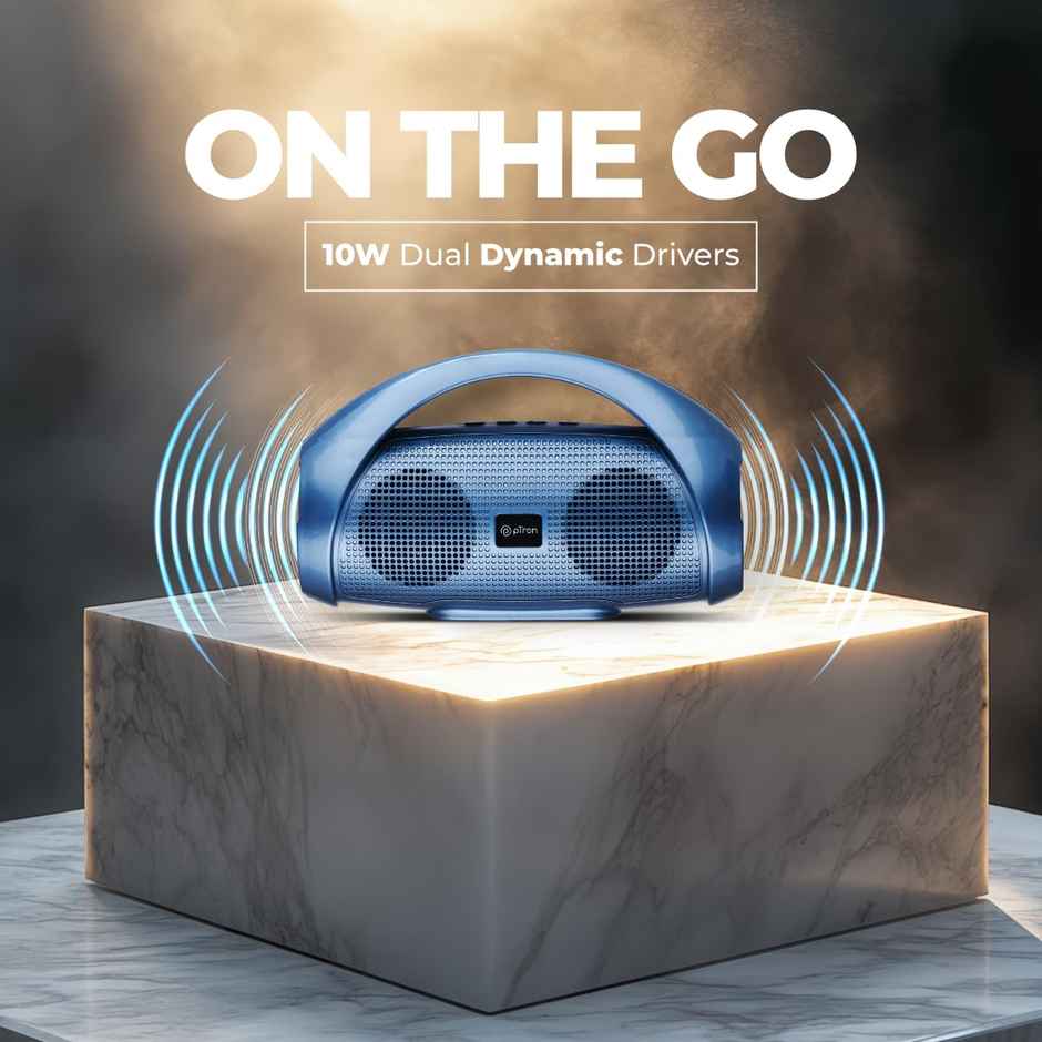 pTron Fusion Go 10W Portable Bluetooth Speaker | 6H Playtime | Immersive Sound & TWS Pairing - Blue