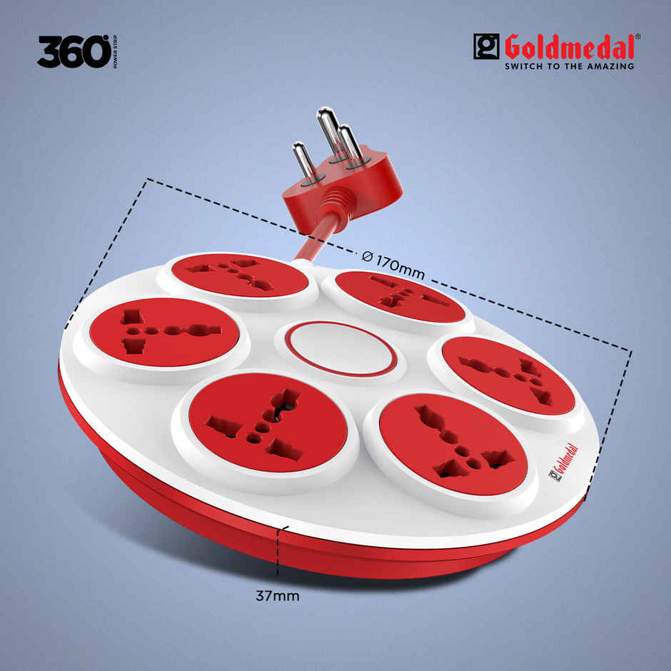 Goldmedal 360 Degree Extension Board | 2m Extension Cord