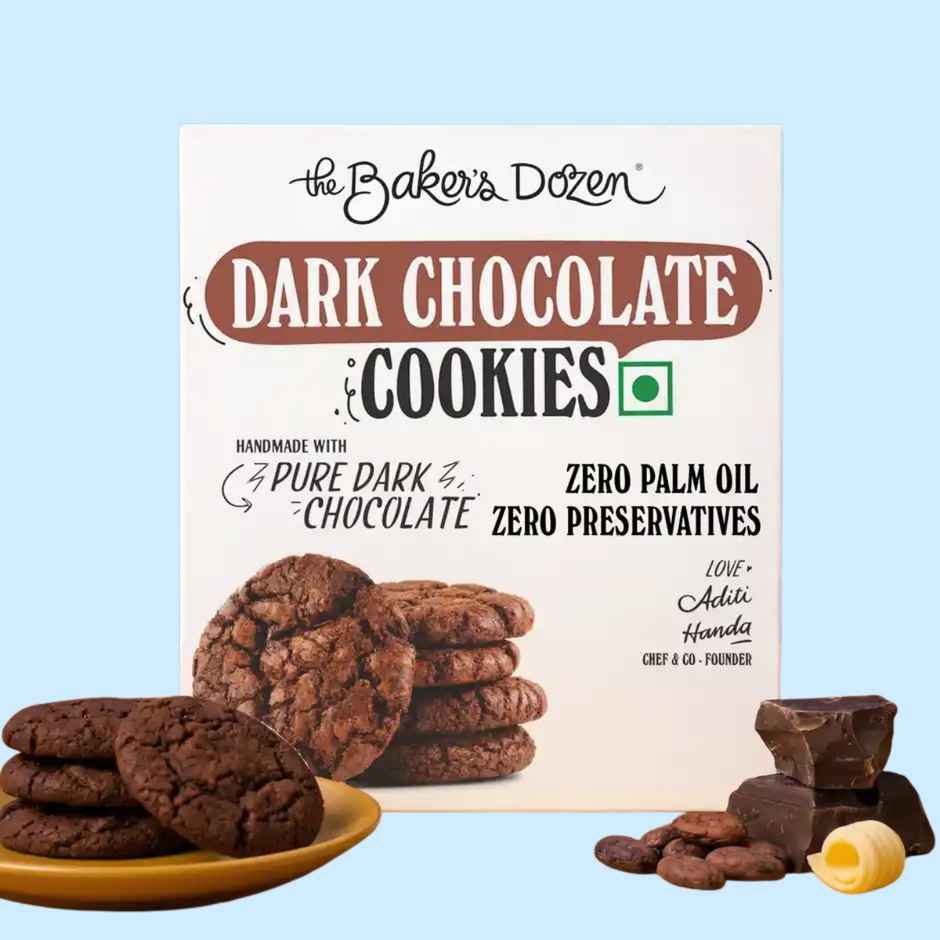 The Baker's Dozen Dark Chocolate Cookies | 31% Pure Dark Chocolate | Choco Chip Cookies