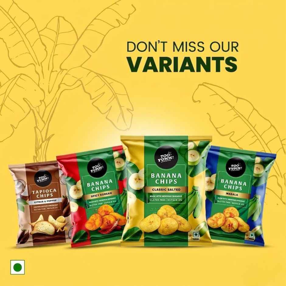 Too Yumm Classic Salted Banana Chips Made From Premium Nendran Bananas, No Palm Oil Healthy Snacks Combo