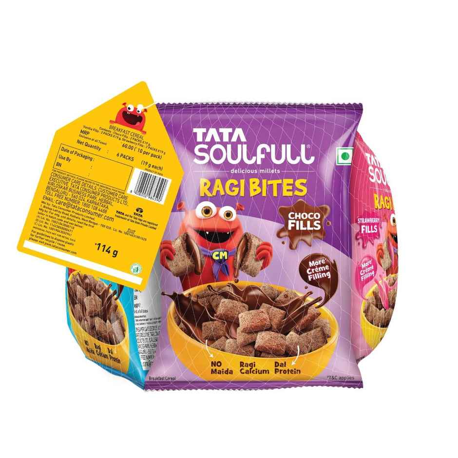 Tata Soulfull Ragi Bites Fills Combo - Chocos, Starwberry & Vanilla | Pack of 5