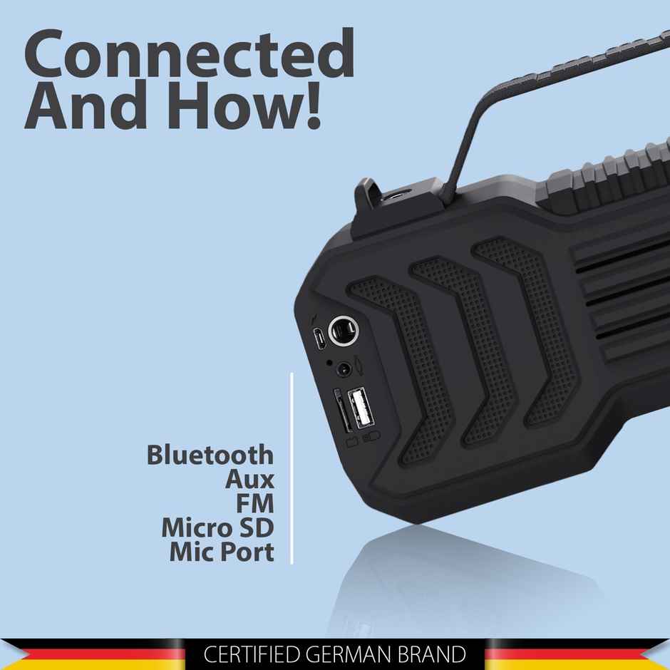 Blaupunkt Atomik Bb20 Wireless Party Speaker With 1500 mAh Battery (Asphalt Black, Stereo Channel)