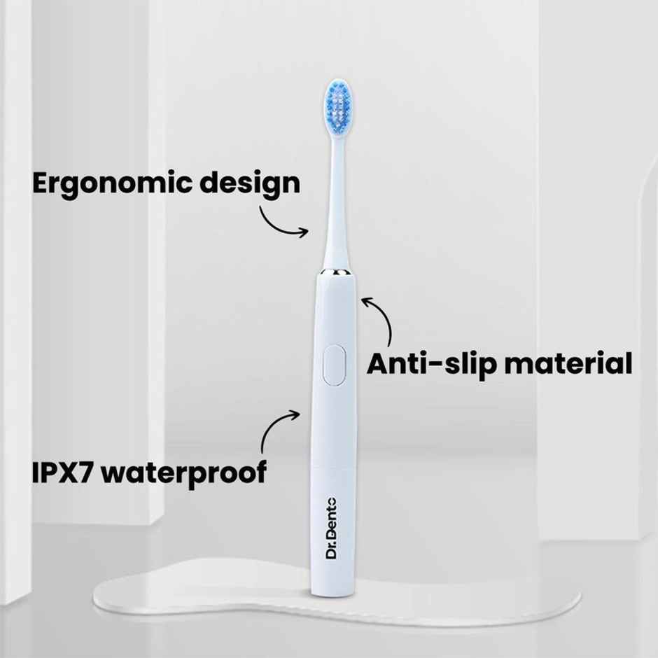 Dr.Dento Ultra Sonic Dual Mode Electric Toothbrush| 3 Brush Heads| 1 Yr Warranty - Frosty White