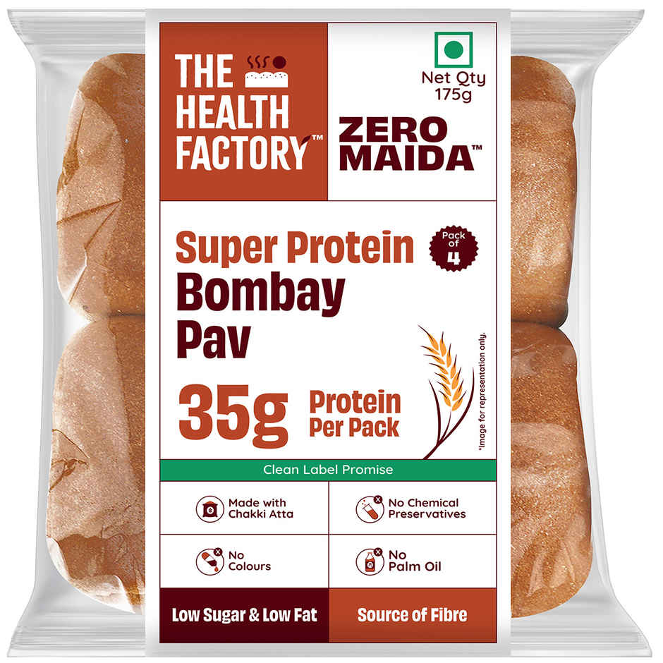 The Health Factory Super Protein Bombay Pav | Zero Maida | 35g High Protein | Whole Wheat Pav