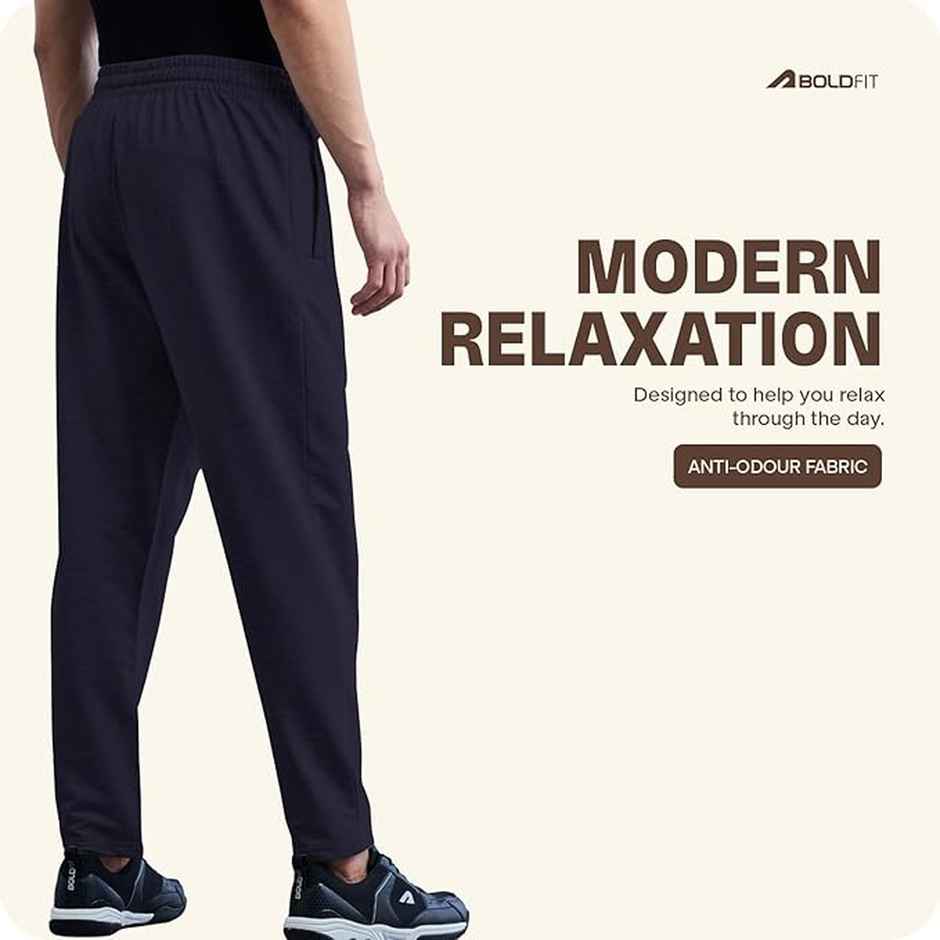 Boldfit Men's Track Pant Comfortable Lower Cotton Night Breathable Regular | Navy - XL