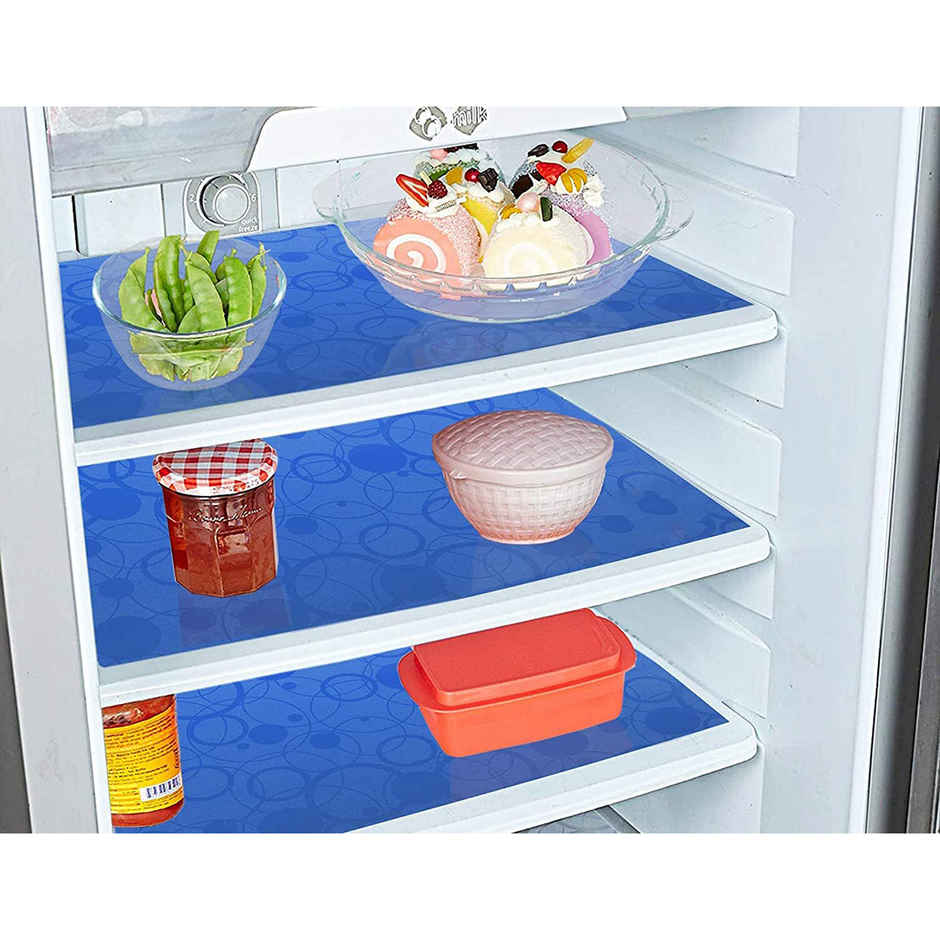 Kuber Industries Pack of 6 Circle Design Waterproof PVC Refrigerator Drawer Mat|48 x 33 CM | Blue