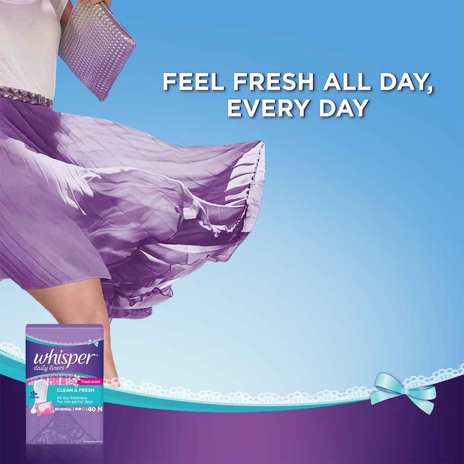 Whisper Daily Liners Clean And Fresh Pantyliner (Pack Of 40)