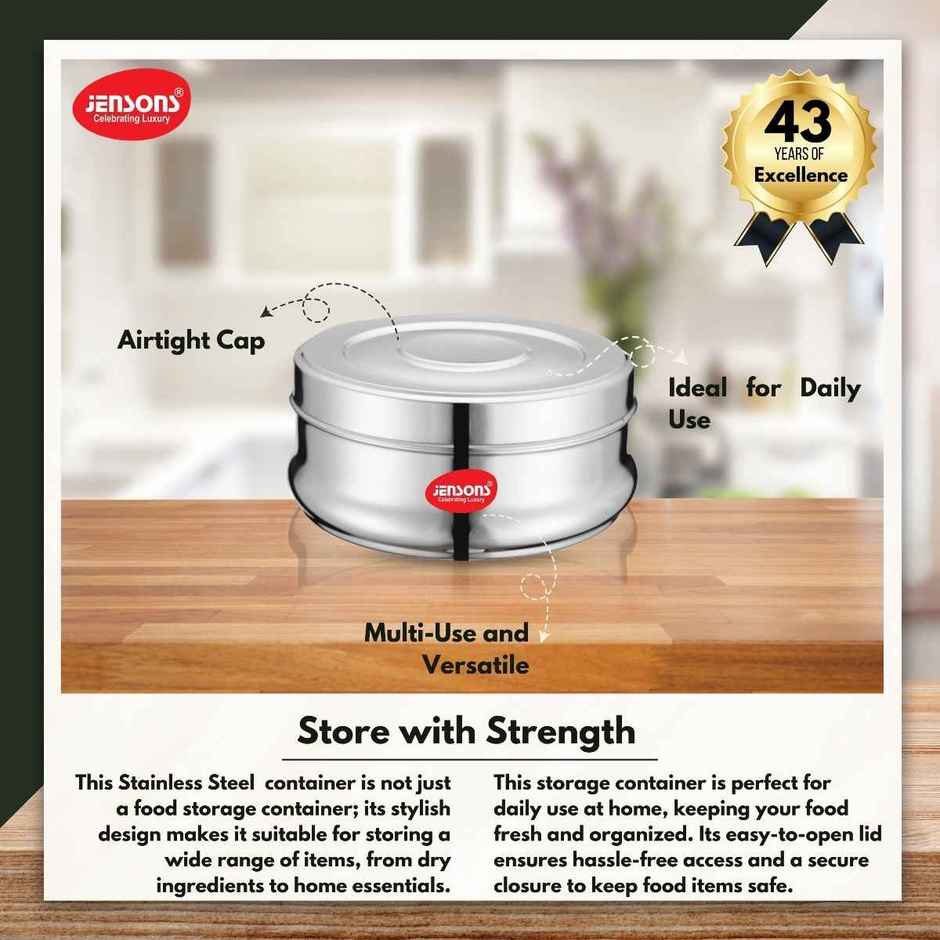 Jensons Stainless Steel Belly Shape Poori Dabba 8 Inch