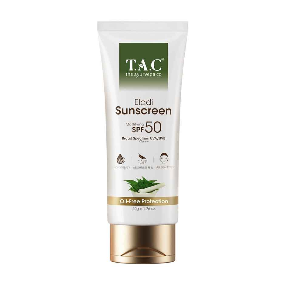 TAC Eladi Sunscreen SPF 50 PA+++ Mattifying, Invisible, No White Cast, Oily Skin