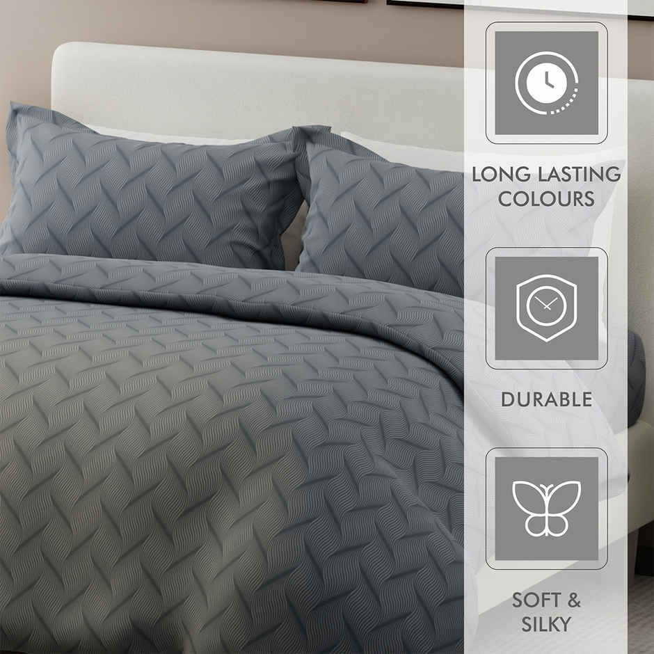 Boutique Living Radiance (Queensberry) 100% Cotton 825 TC Grey King Bedsheet with 2 Pillow Covers
