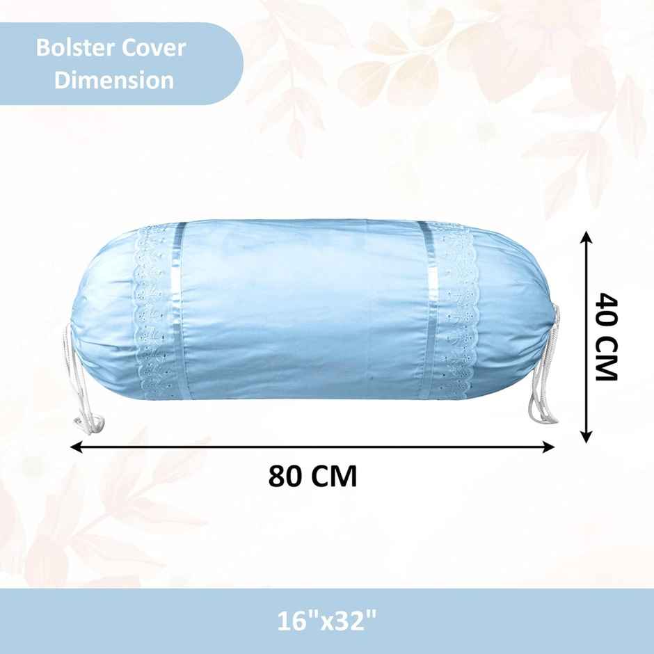 Kuber Industries Set of 2 Bolster/Side Pillow Cover For Diwan Pillows | 16"x32" | Plain Blue