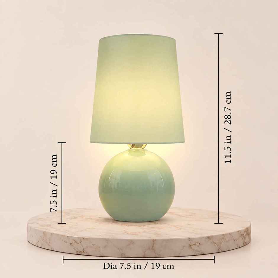 Homesake Ceramic Bedside Lamp with Mint Green Fabric Shade