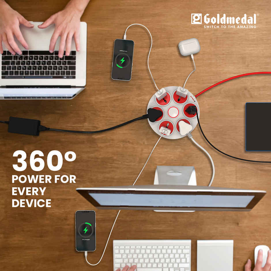 Goldmedal 360 Degree Extension Board | 2m Extension Cord