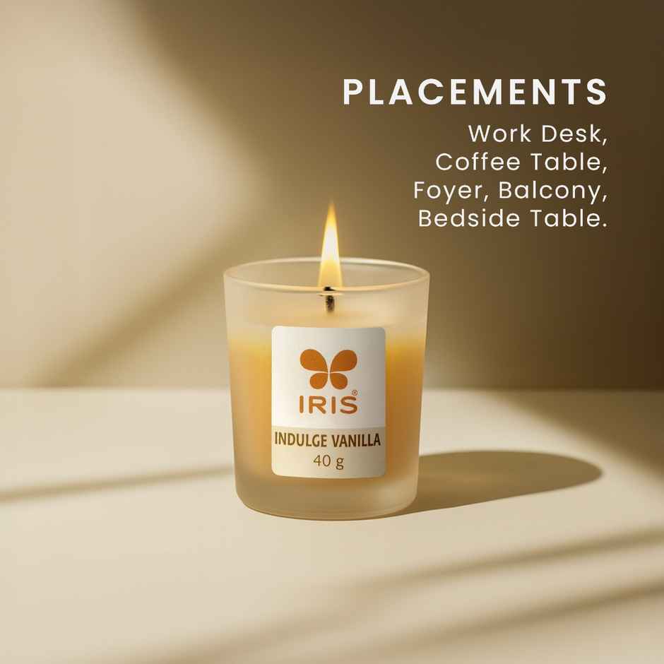 IRIS Indulge Vanilla Frosted Shot Glass Votive Scented Candle 8 Hours Burn Time | Home Decor