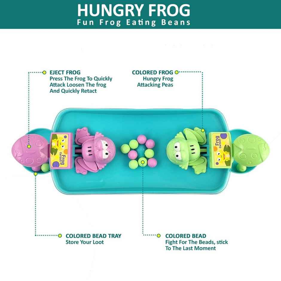 Fablue Hungry Frogs Tabletop Game Toy For Kids 2 Players - Interactive Indoor Fun Game