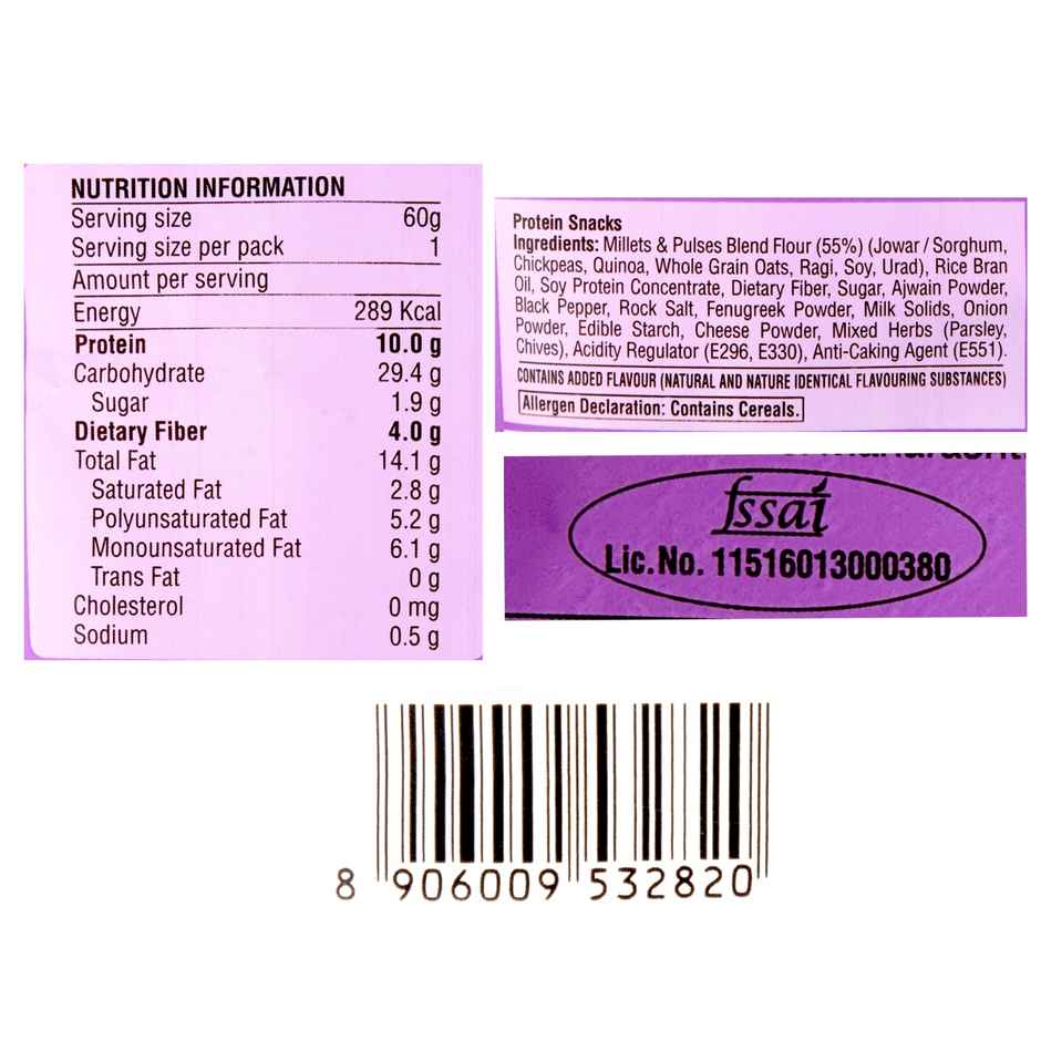 RiteBite Max Protein Cream & Onion 10 G Multigrain Protein Chips, Healthy Snacks & Munchies