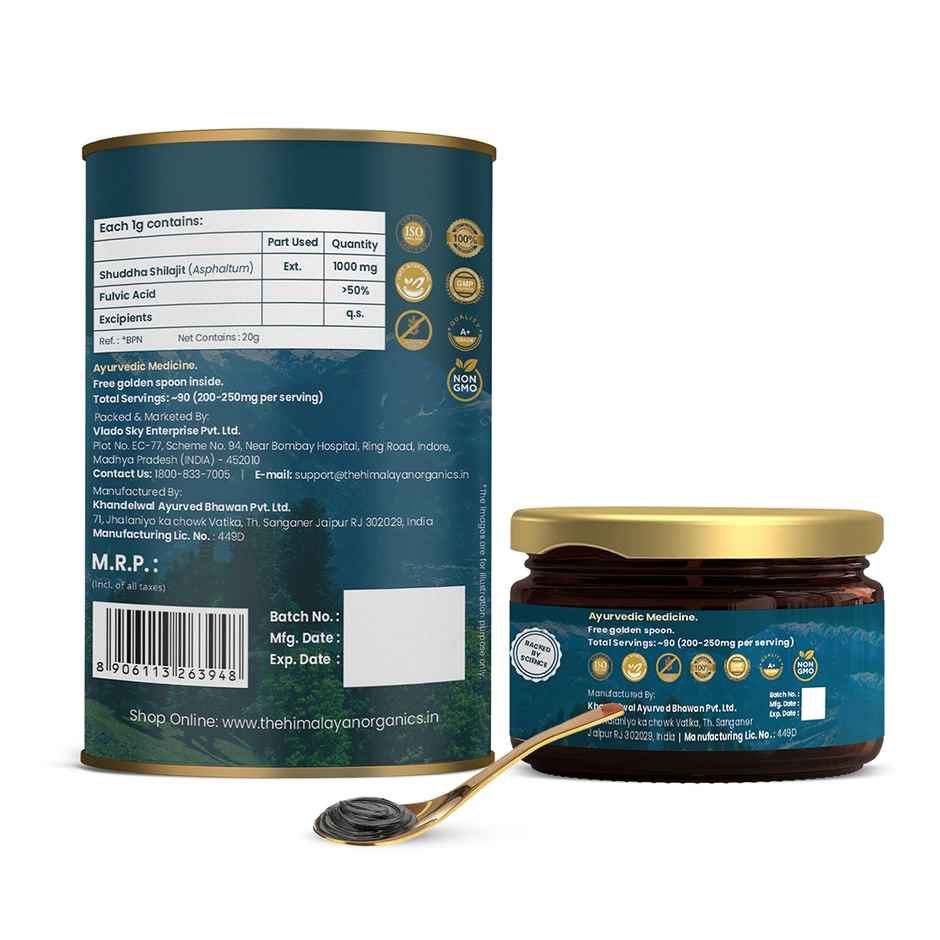 Vlado's Himalayan Organics 100% Pure Shilajit/Shilajeet Resin to Boost Performance,Power