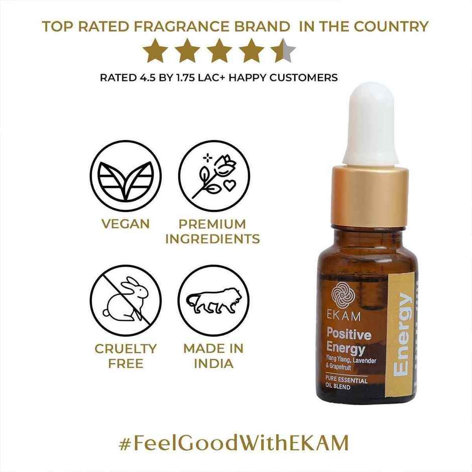 EKAM Positive Energy Wellness Blend | Aromatherapy Series | 10 ml | Essential Oil Blend